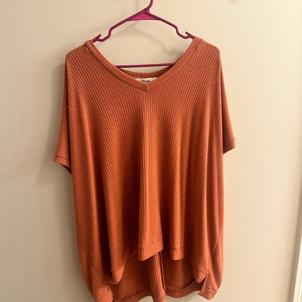 Three Bird Nest Orange Boxy Short Sleeve Tunic